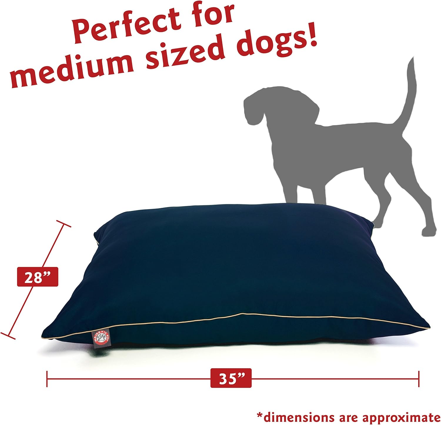 Majestic Pet Rectangle Medium Dog Bed Washable Non Slip Comfy Pet Bed Dog Crate Bed Super Value Pillow Dog Bed Dog Kennel Bed for Sleeping - Dog Bed Medium Breed 35 x 28 Inch Solid Blue 35.0"L x 28.0"W x 7.0"Th Solid Blue