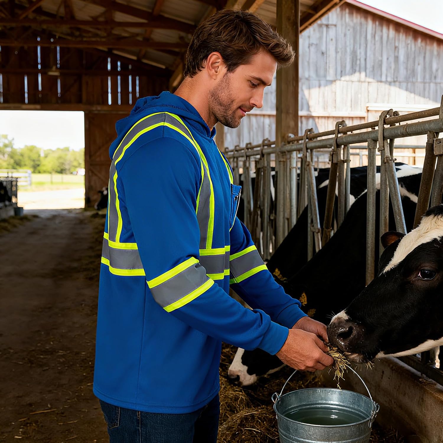 High Visibility Safety Shirts for Men with Hood Reflective Long Sleeve Shirt ASIN Class 3 Hi Vis Construction T Shirt - Image 4