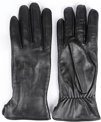 MaxW Women's Sheepskin Leather Gloves for Winter Touchscreen Warm Gloves for Cold Weather
