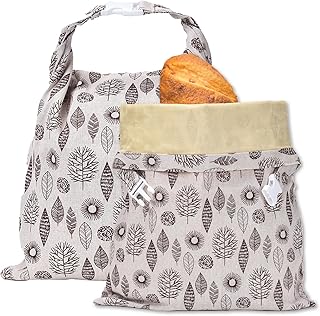 Brotbeutel Leinen, 2 Stück 43x30cm Brotsack zum Frischhalten von Selbstgemachtem Brot Leinenbeutel für Brot Wiederverwendbare Brottasche mit Innenfutter zur Aufbewahrung von Hausgemachtem