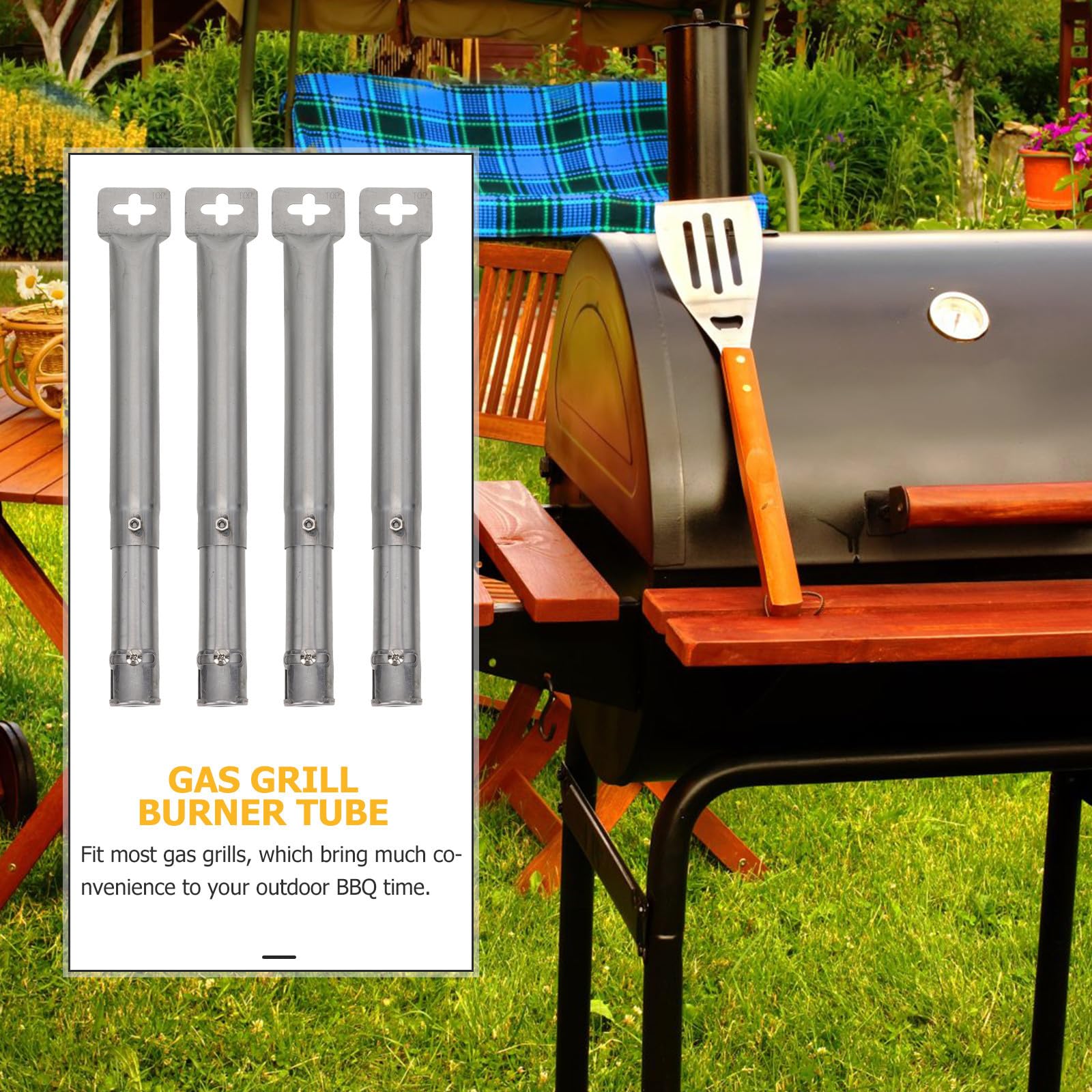 DOITOOL Bruciatore Barbecue a Tubo Regolabile in Acciaio Inossidabile, Argento, per Grill a Gas, Accessorio per Grigliate All'aperto