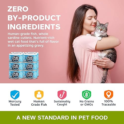 Miniatura 5 de Pure Cravings - Alimento húmedo para gatos en lata, filetes de atún en salsa, 100% probado sin mercurio, pescado húmedo en lata para gatos, sin