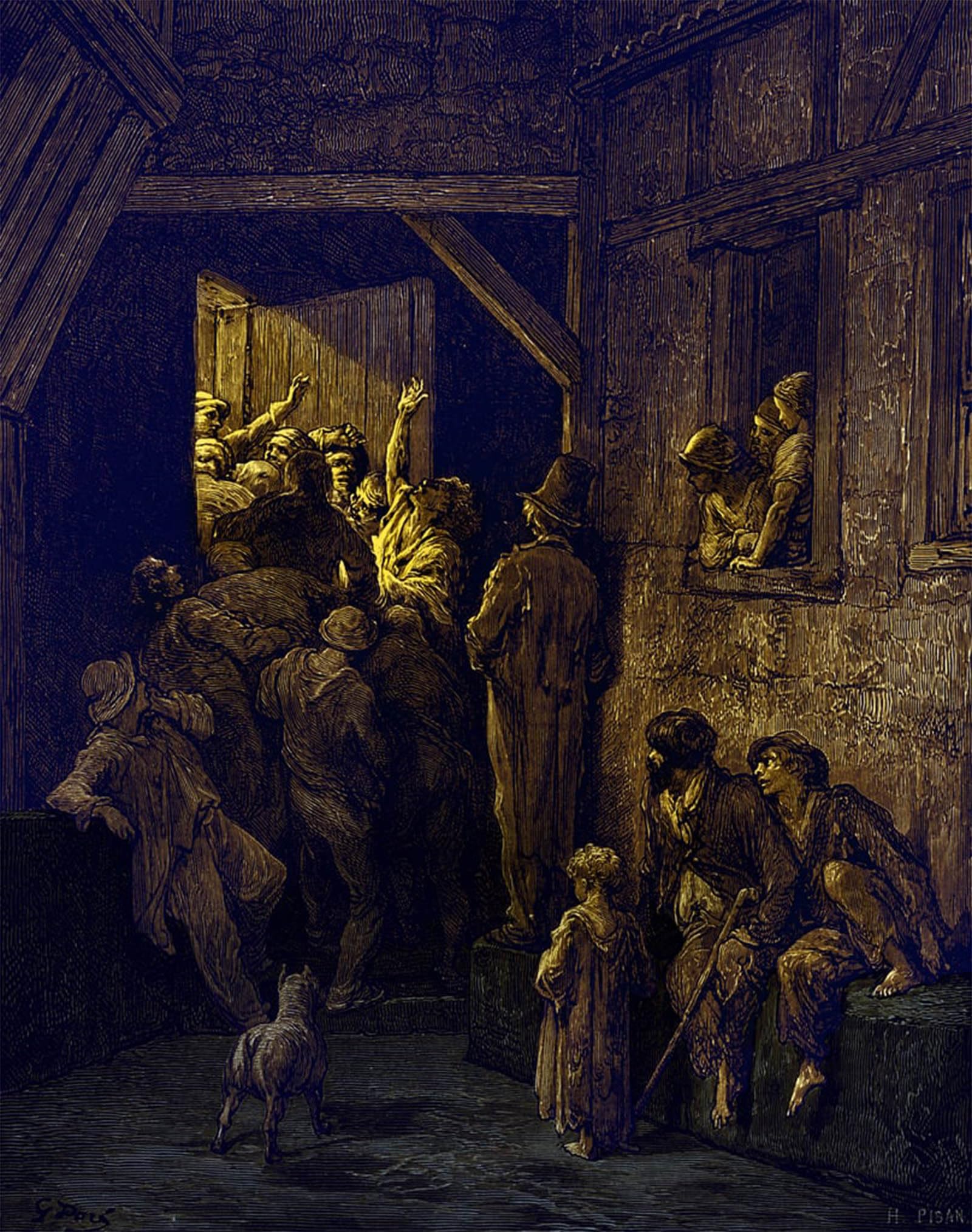 SERENDIPITP Abstract Painting Mural Print Picture Wall Decor Painting Turn Him Out Ratcliff by Gustave Dore Vintage Wall Artwork for Home Decor 60x90cm