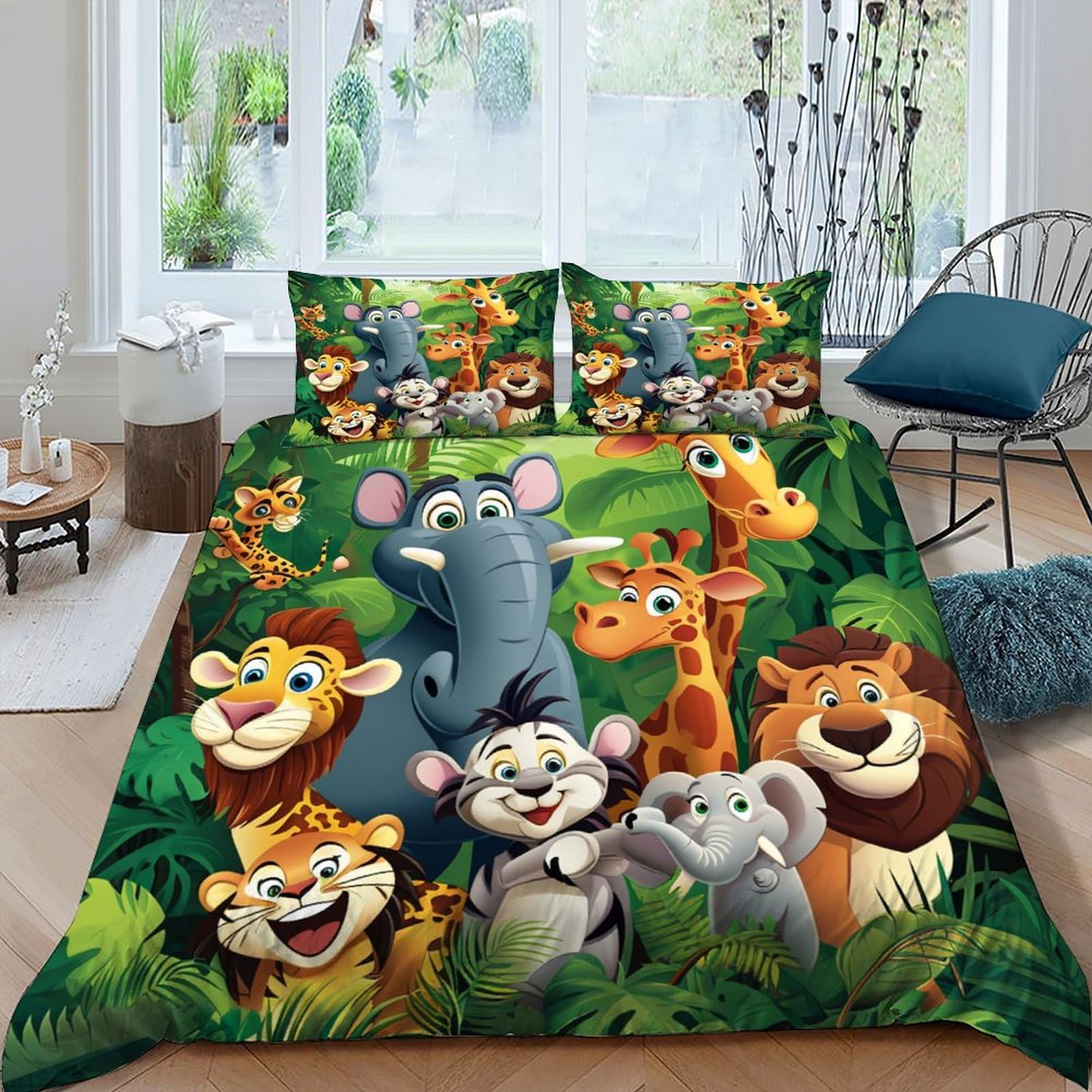 Housse de couette lion 2 personnes couvre-lit microfire doux king 220x240
