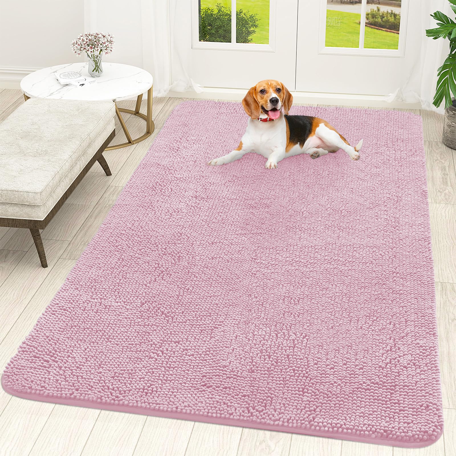 OLANLY Dog Door Mat for Muddy Paws 70x46, Super Absorbent Chenille Mud Mat