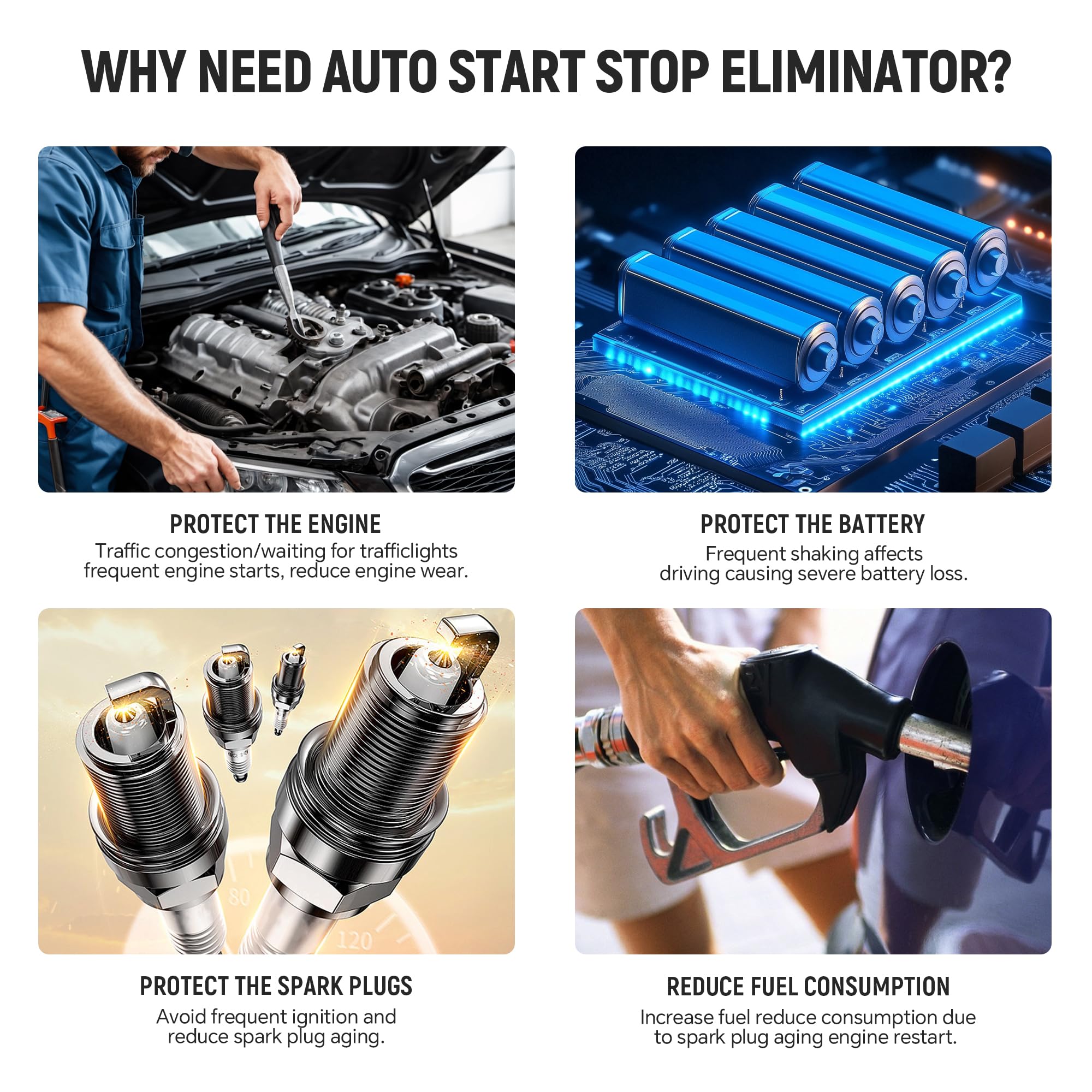 Samochodowy eliminator start-stop do VW New Tiguan 2L Tdi TSI SE R-Line R od Taos Seat Tarraco 2016-2024, 3 tryby pracy, Plug-and-Play, wytrzymały, dokładne dopasowanie, brak luźnych