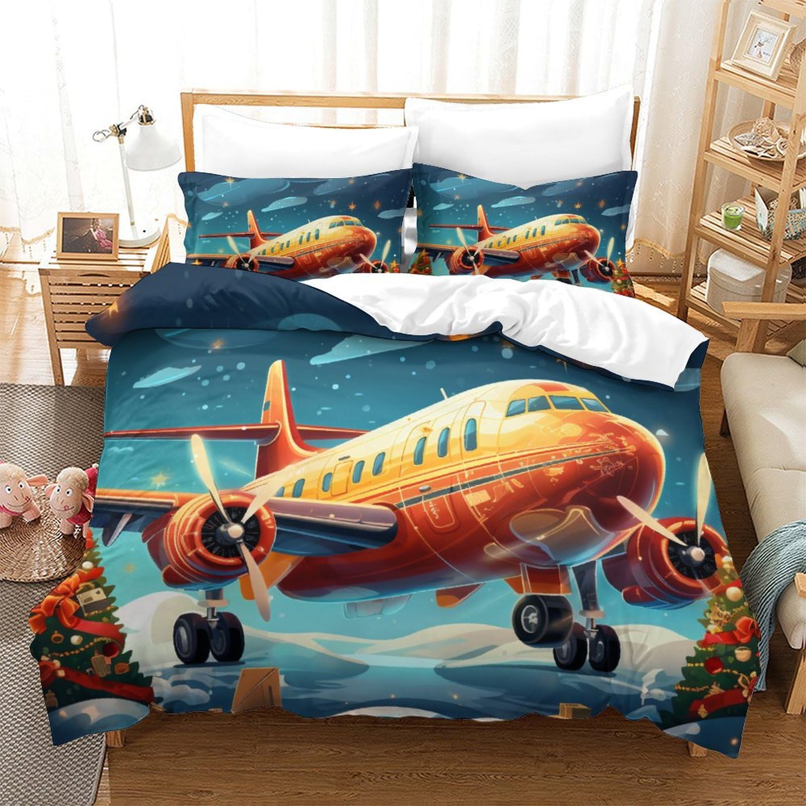 Housse couette avion 3D pour la déco de chambre d'un passionné
