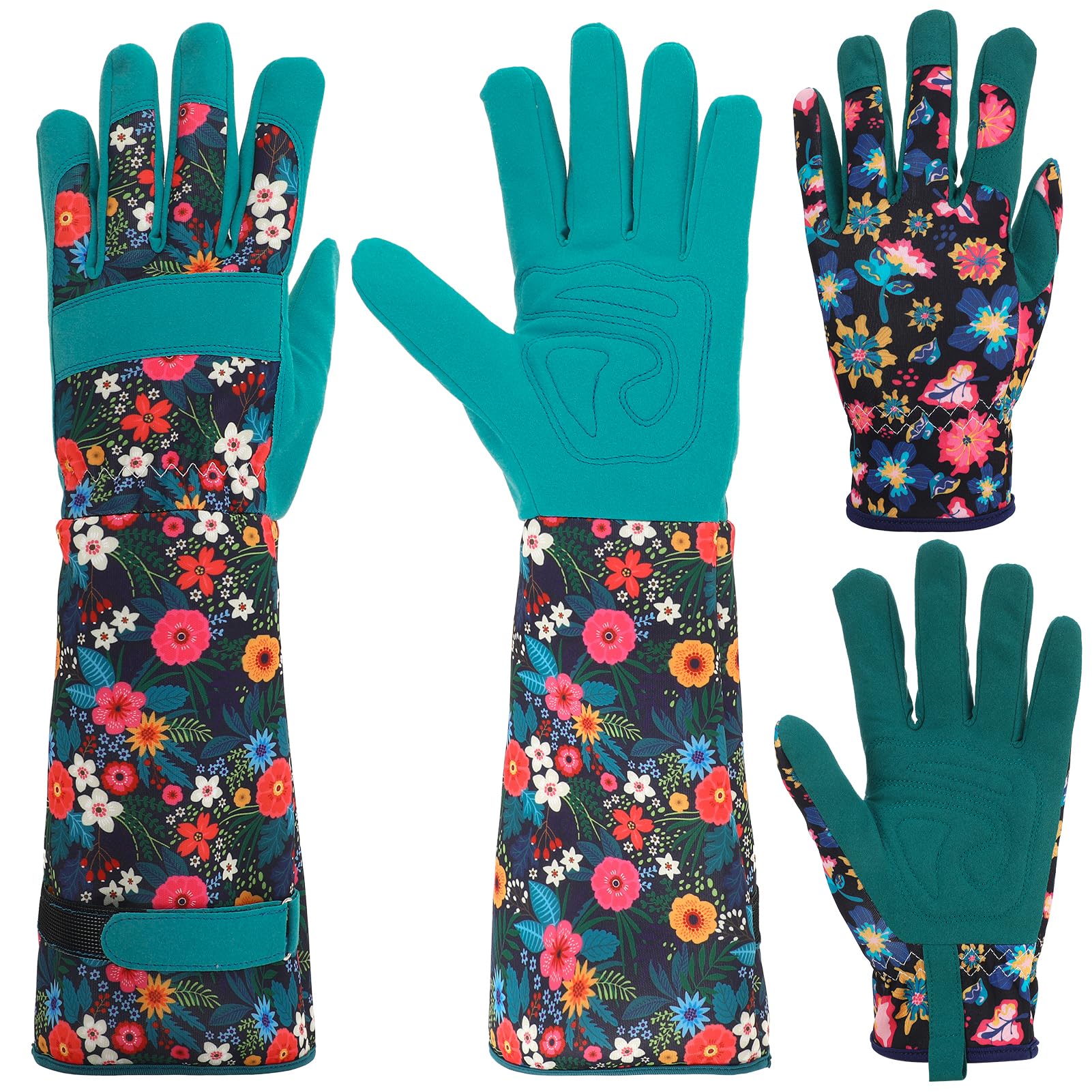 Vyuwast 2 Pairs Gardening Gloves for Women Short Long Leather Breathable Thorn Proof Protection Glove for Pruning Garden Safety Work Gloves Green