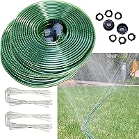Secbulk 100FT Flat Sprinkler Soaker Hose with Holes - Heavy Duty, Lightweight No-Kink Irrigation Hose with Stakes for Lawn Garden Watering