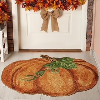 WILLBOND Fall Door Mat Pumpkin Rug Thanksgiving Welcome Mat Pumpkin Coir...