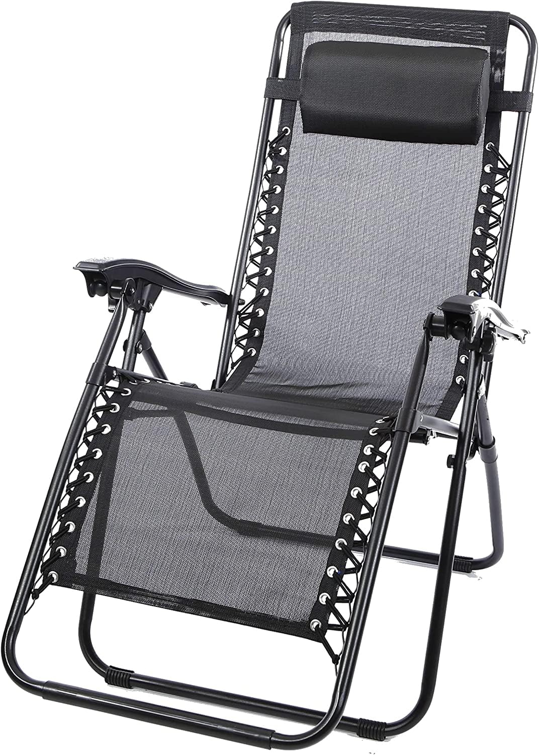 GREATOOL Silla Tumbona con Reposabrazos Plegable, 90x60x114cm, Tumbona Plegable Multiposiciones Jardin/Terraza, Ideal para Playa, Jardín, Terraza (1 Unidad, Negro)