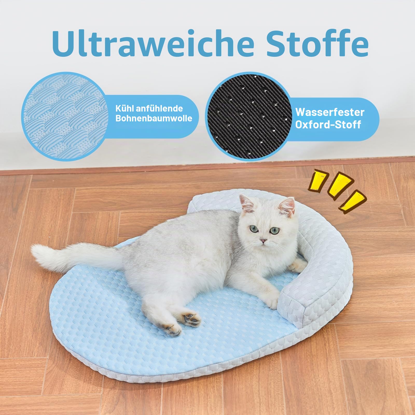 CATISM Katzenkuhlbett Waschbar60 * 46cm lit U-fōrmigem Kopfkissen Katzen Bettchen fur Katze HundeKihlmatte Fur Katzen Hnd Kuhlende Latte Haustiermatte