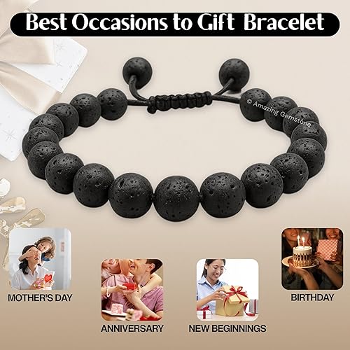 Vista 21 de Amazing Gemstone Yaxaite Bracelet for Women Men's Gifts - Protection Healing Crystal Bracelet - 8mm Gemstone Beaded Adjustable Bracelet Pulseras