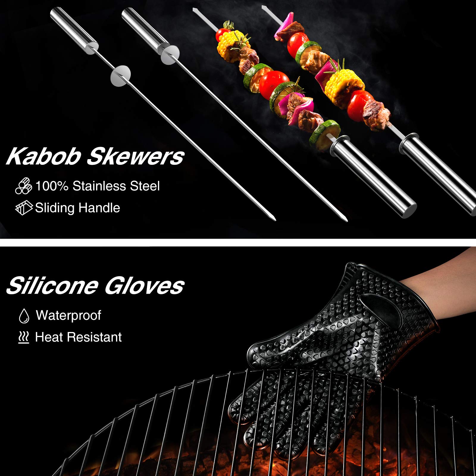 OlarHike Grill Accessories Gift for Dad, BBQ Tools Set, 25PCS Stainless