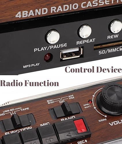 Miniatura 4 de Grabador de reproductor de casete de cinta, estilo clásico de los años 80 portátil Boombox SW1 SW2 AM Radio FM, altavoz estéreo sin ruido estéreo