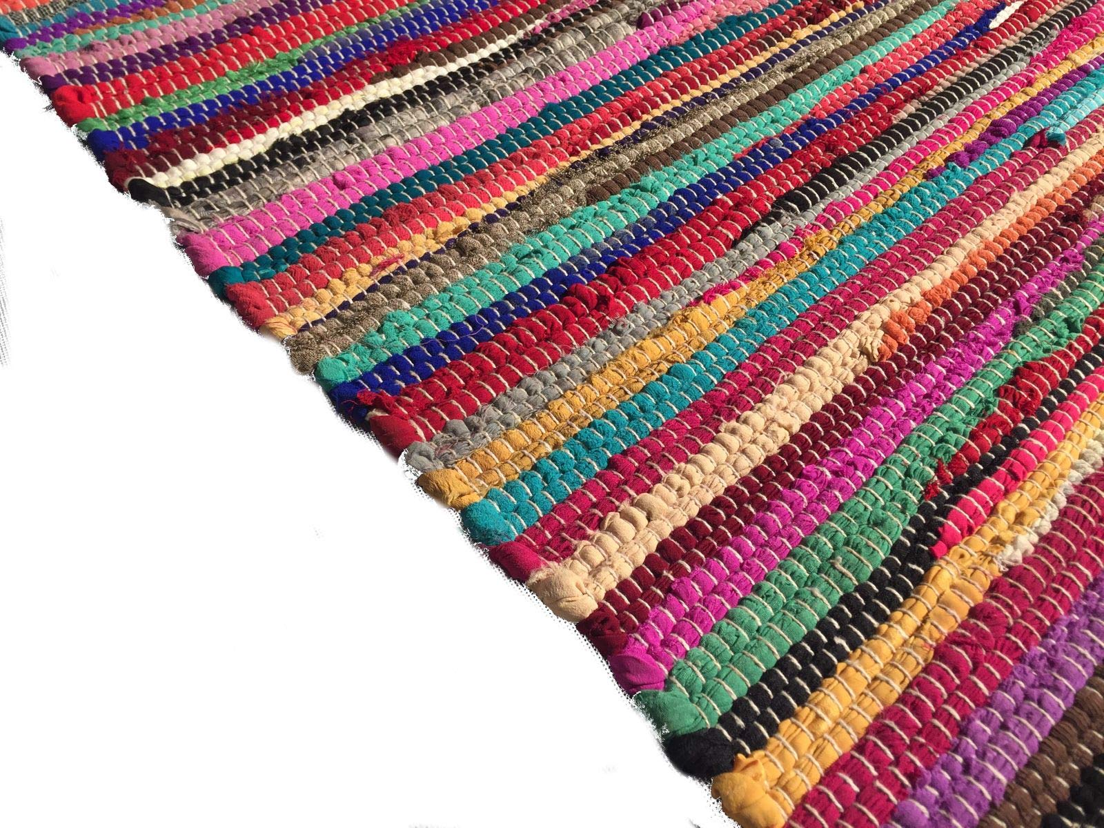 ORNAMENT Fleckerlteppich Handgewebt 300 x 200 cm Kelim Beidseitig nutzbar 2000g/m Flickenteppich Fleckerlteppich