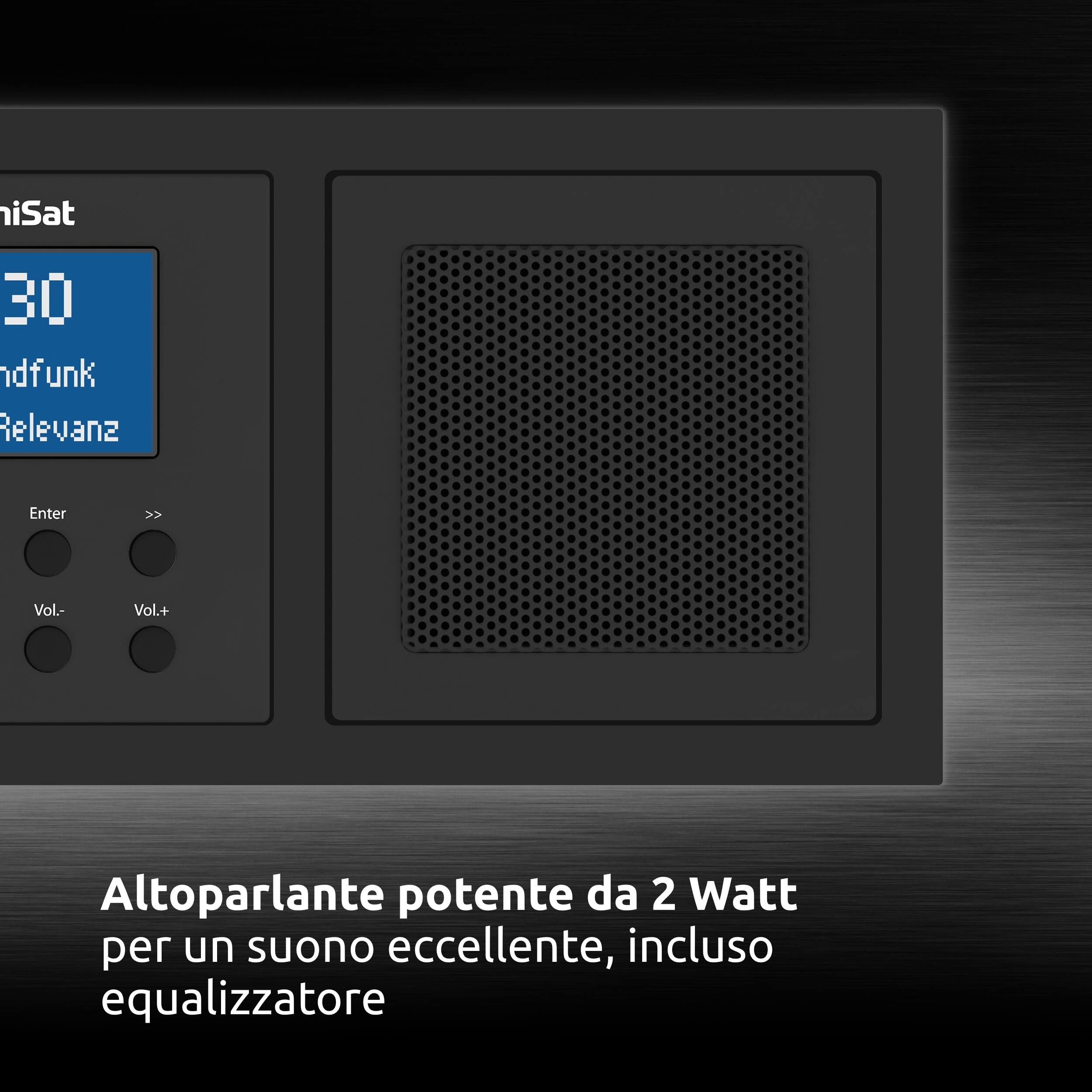 TechniSat DIGITRADIO UP 1 - Radio da incasso DAB+ per installazione in qualsiasi scatola doppia da incasso (DAB, VHF, Bluetooth, Display LCD dimmerabile, Sveglia, Timer di spegnimento, 2 Watt), Nero