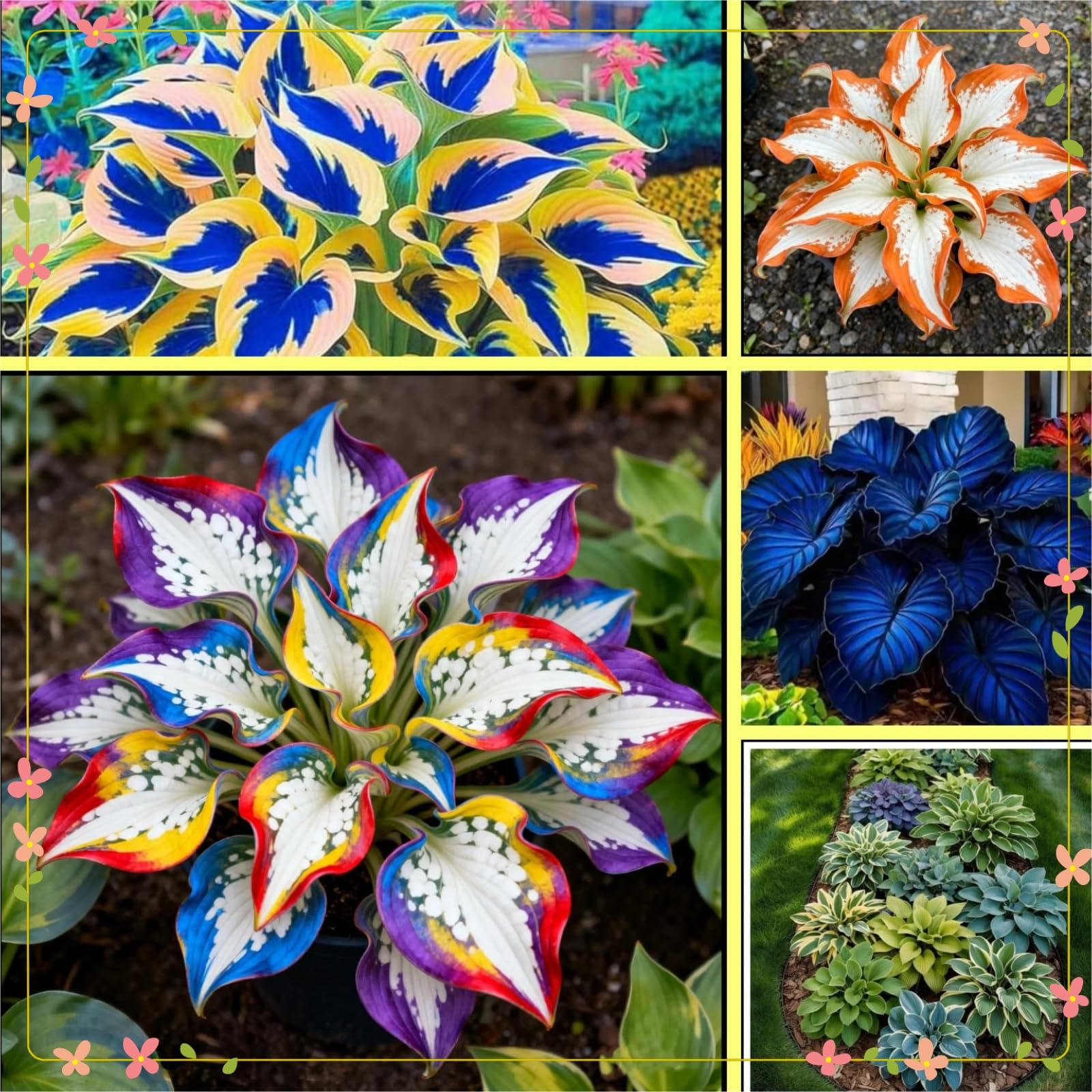 Exquisita Rizoma Hosta/adecuada para plantar al aire libre,Rápido crecimiento,Resistente/Butterfly Fowers Rainbow Hosta,Iridescent,Apto para principiantes.-15Rizoma-A