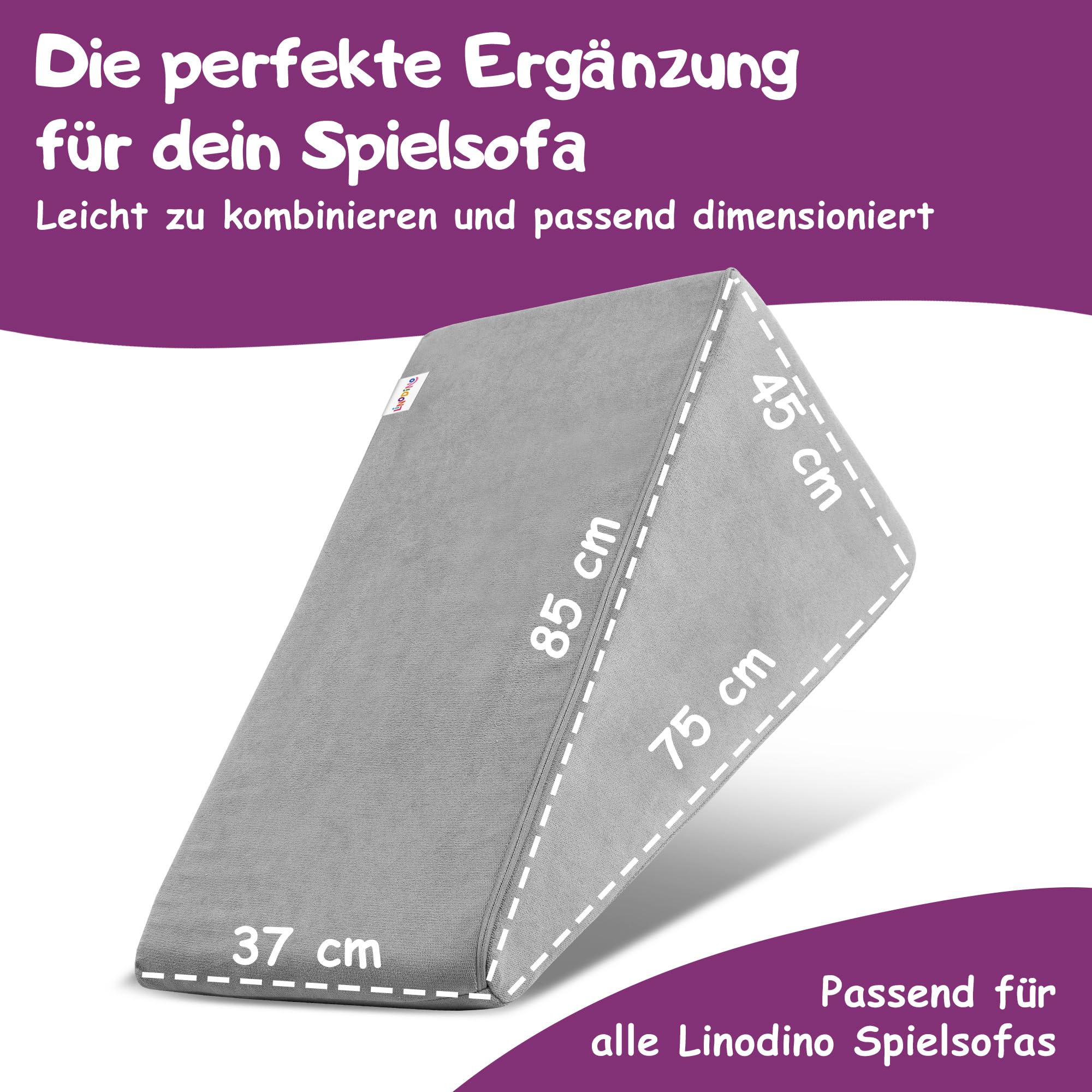 Linodino Ri-Ra-Rutsch Rutsche Spielsofa Add-on Erweiterungs-Bauteil für aktives Spielen Klettern Bewegung Delfingrau