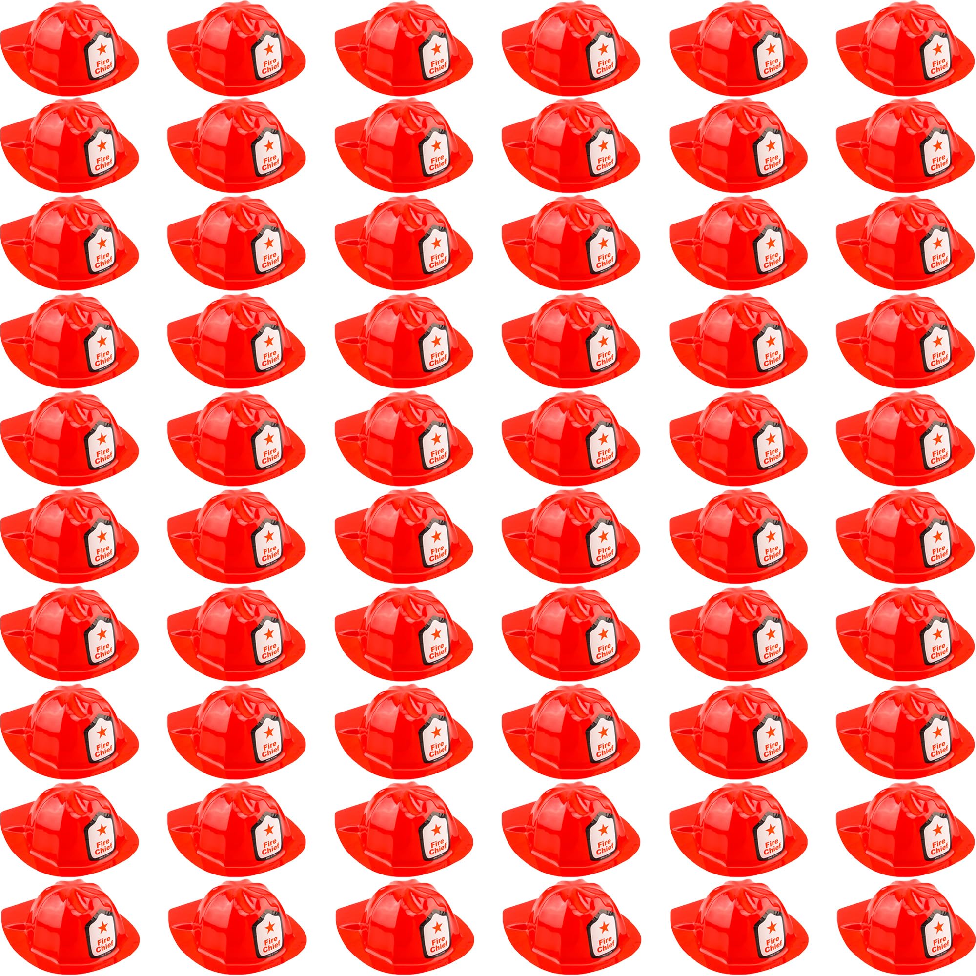 Cotiny 60 Pack Kids Firefighter Helmet Plastic Fireman's Hats Fire Chief Cosplay Hats for Boys Girls Firefighter Dress up