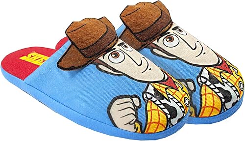 Miniatura 4 de Disney Pixar Toy Story Woody Pantuflas para niños 3D sin cordones, Azul