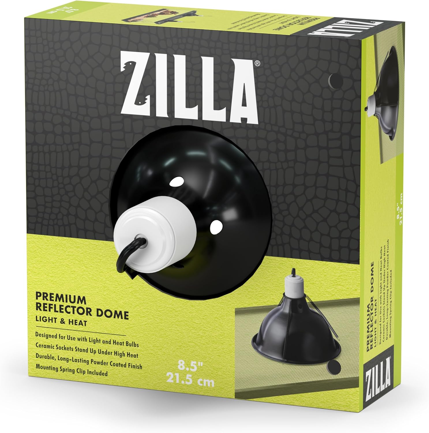 Zilla Pet Reptile Premium Heat Lamp Reflector Dome Fixture, 8.5 Inches