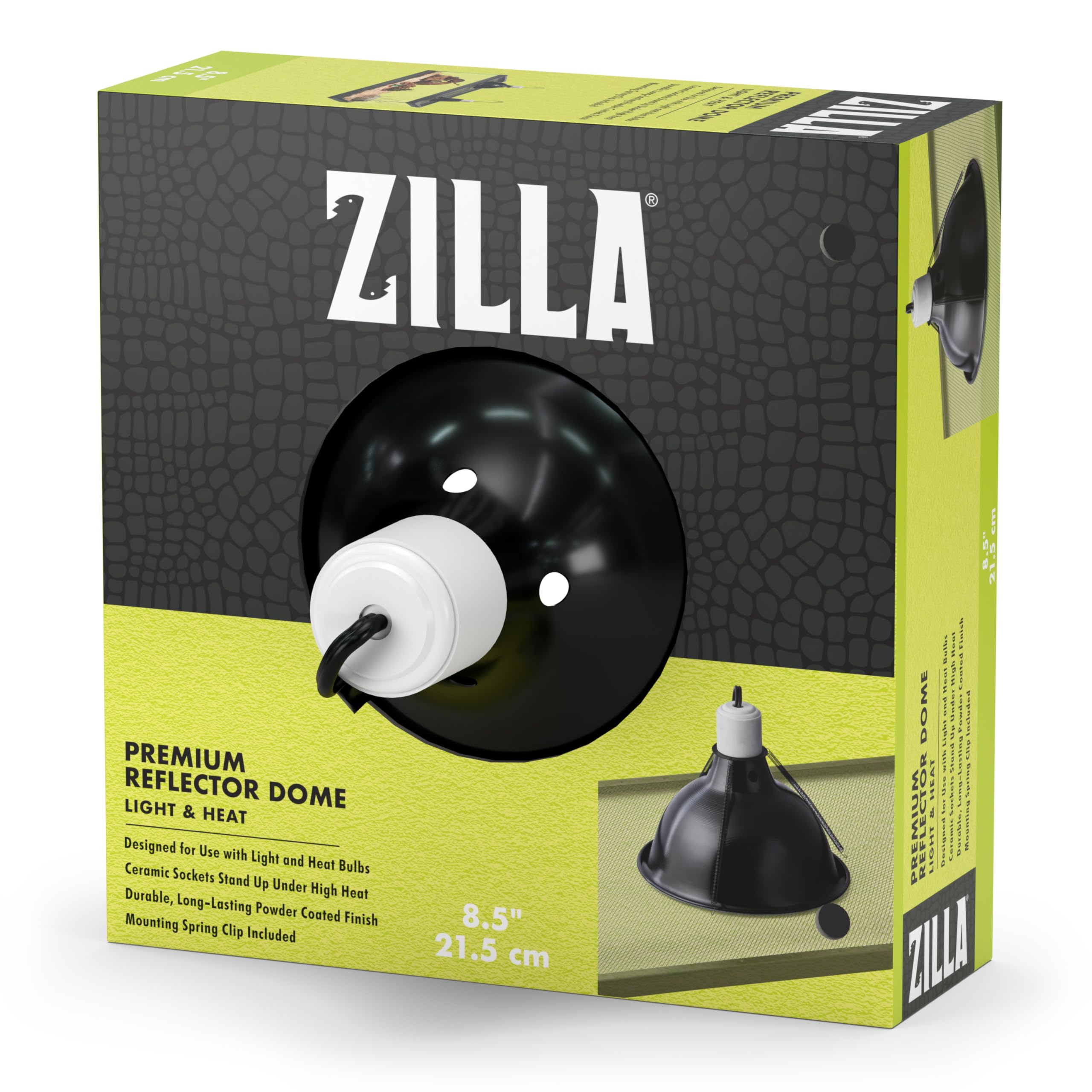 Zilla Pet Reptile Premium Heat Lamp Reflector Dome Fixture, 8.5 Inches