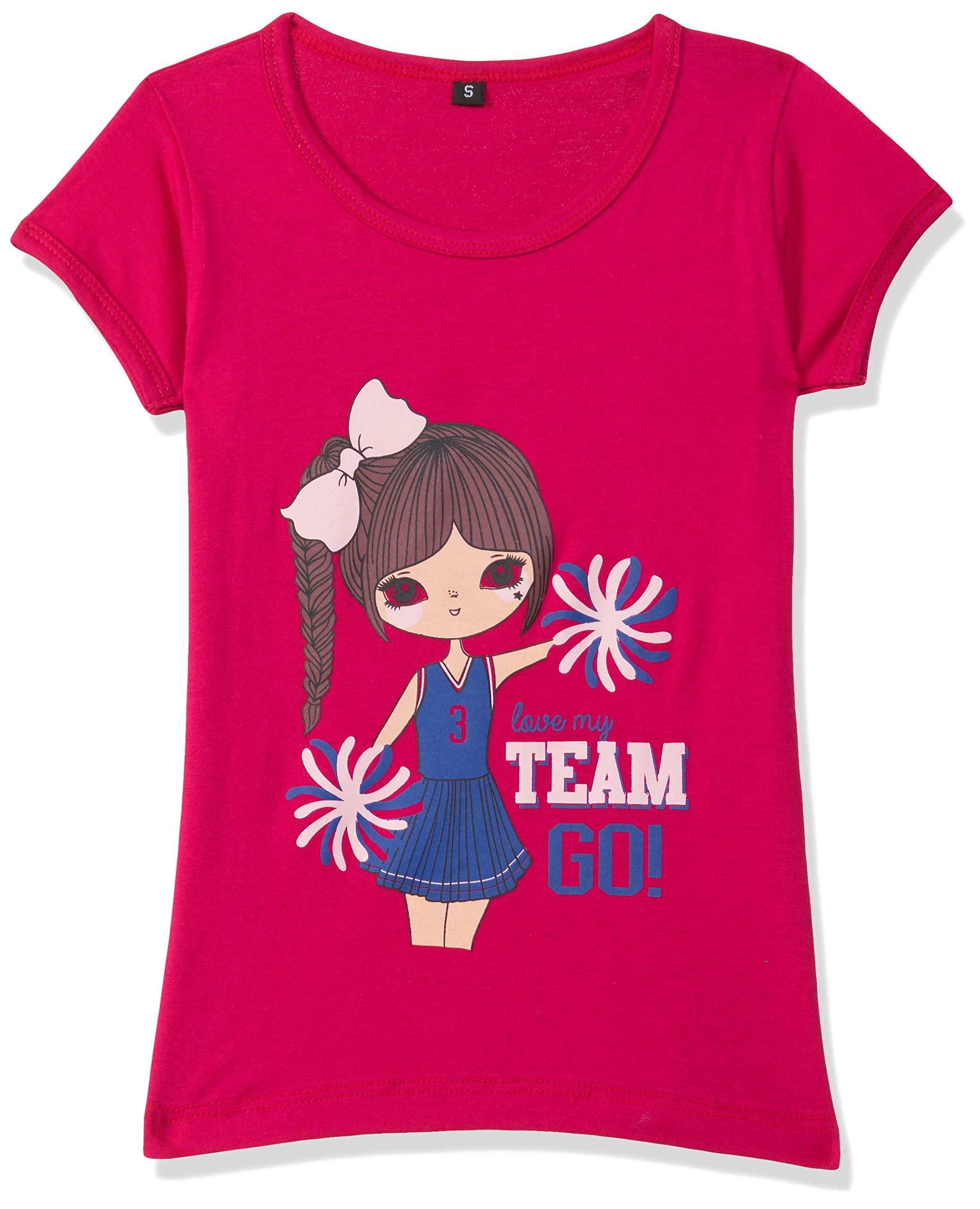 T2F Girl's Plain Regular Fit T-Shirt (GLS-TSRT-03_Multicolor 5 3-4 Years) - Image 3 thumbnail