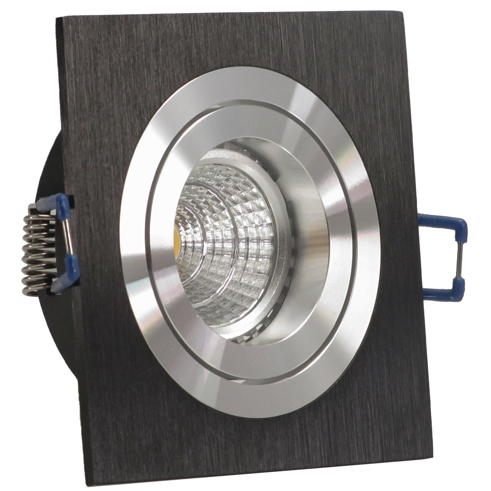 trendlights24 Noble Decken Einbauleuchte 5x Schwarz eckig 230V Hochvolt GU10 schwenkbar - ohne Leuchtmittel - Aluminium Einbaustrahler Einbauspot