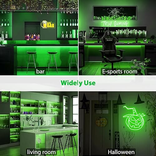 Miniatura 7 de OYKYOHEI Luces LED de neón, luz verde de 12 V, 16.4 pies, impermeable, flexible, tira de luz LED cortable para decoración de interiores y exteriores