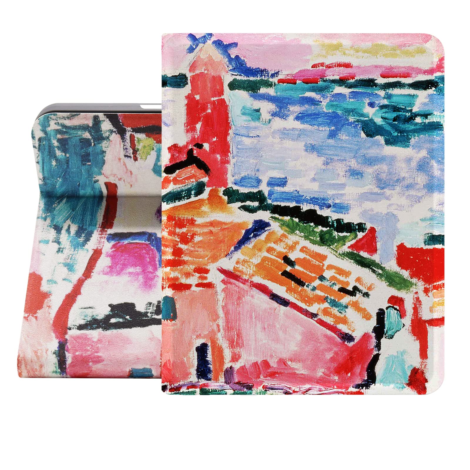 Berkin ArtsCompatible with iPad Pro 12.9 Inch 2022(6th Gen) Case/2021(5th Gen) Case Folio Case Premium Leather Cover Fauvism Vibrant Expressive Colorful (View of Collioure by Matisse)