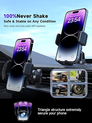 Miniatura 2 de Soporte de teléfono de coche para ventilación de aire y tablero, soporte de clip universal con rotación de 360, soporte de teléfono de automóvil de