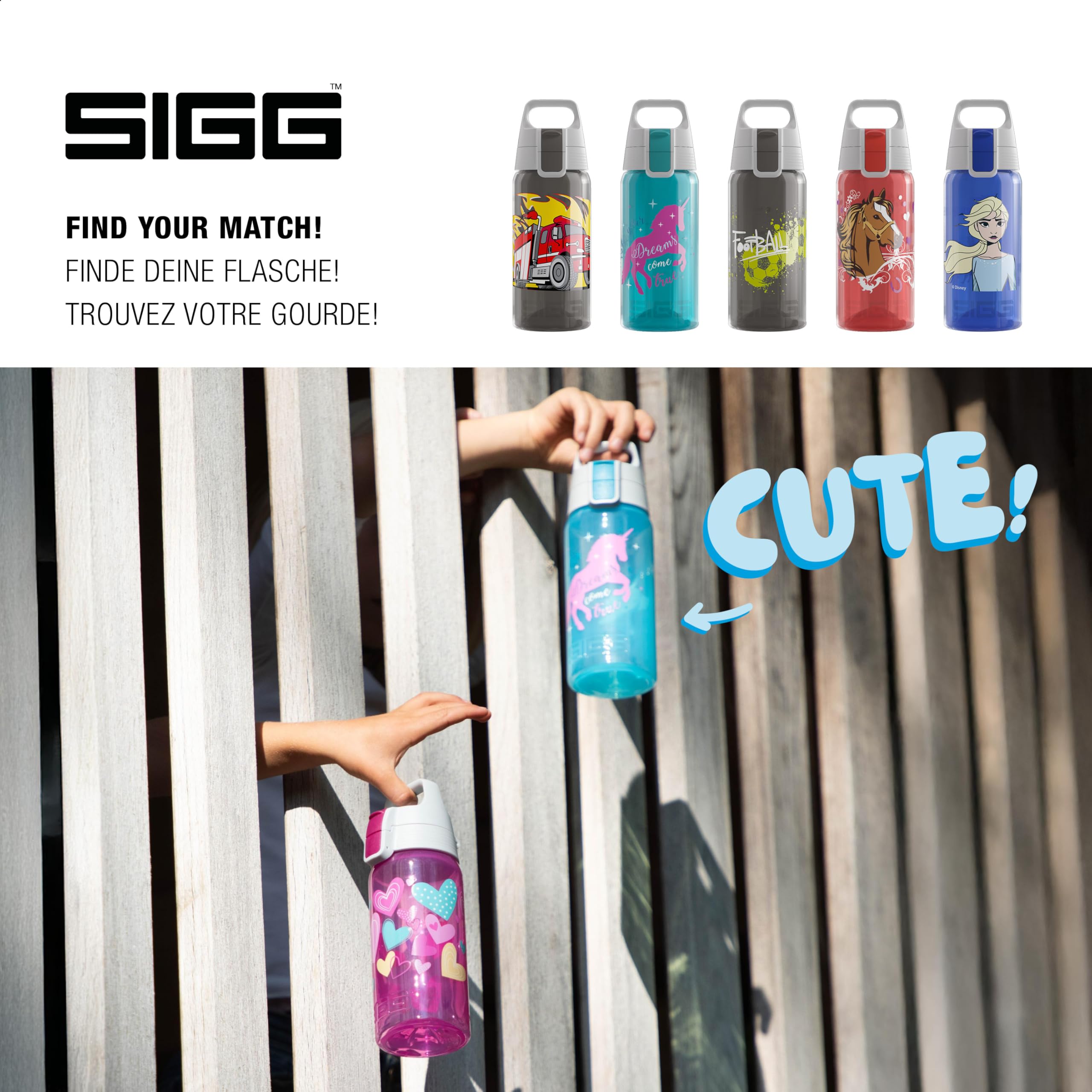 SIGG VIVA ONE Unicorn çocuk içecek şişesi (0,5 l), zararlı madde içermeyen çocuk şişesi, sızdırmaz kapaklı, tek elle kullanılabilen içecek şişesi, çocuklar için