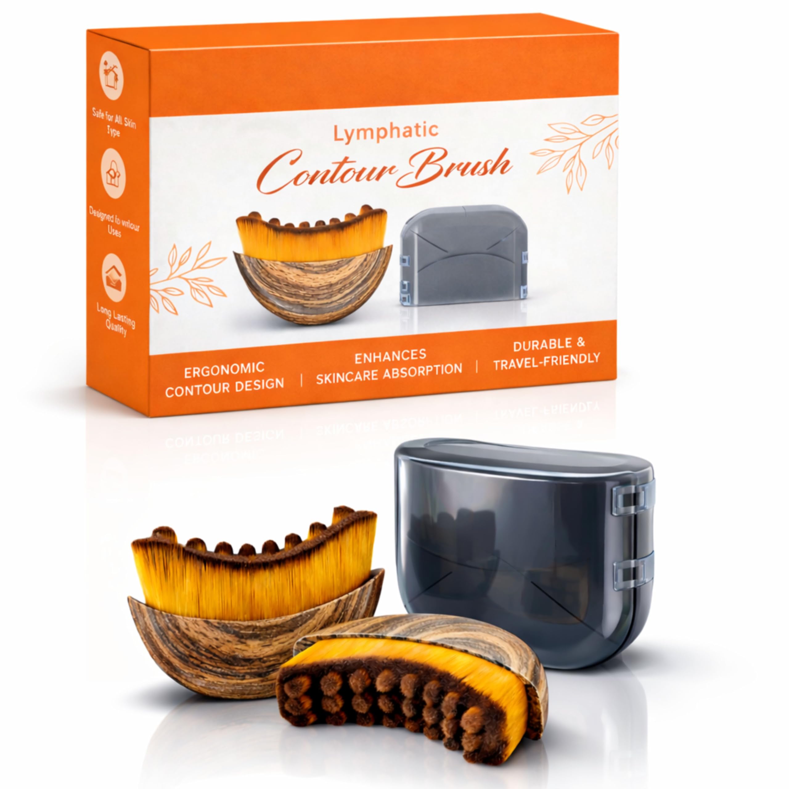 Lymphatic Contour Face Brush for Face Sculpting & Jawline Definition | Facial Massage Brush for Puffiness Reduction, Skin Tightening & Natural Glow | Soft Bristle Beauty Tool
