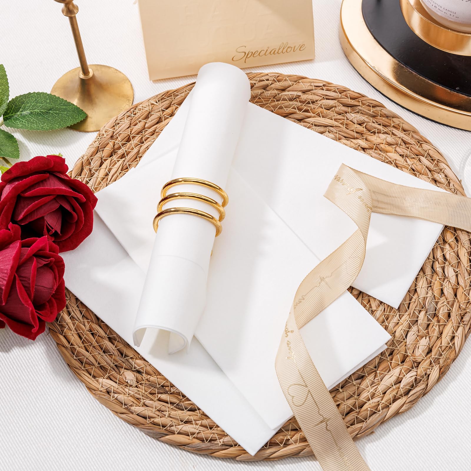 200 servilletas de papel blanco con bolsillo integrado para cubiertos, servilletas desechables preplegadas similares a la tela, servilletas de cena resistentes con tacto de lino para fiestas,