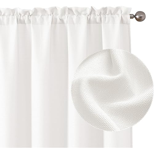 Bennet Ivory Curtains 54 Inch Length 2 Panels, Faux Linen Textured Semi Sheer Light Filtering Soft Airy Rod Pocket Window Treatment Drapes for Living Room Bedroom, Each 30" Wx54 L
