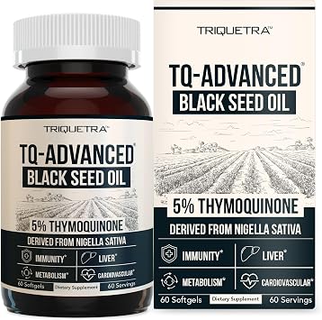 كبسولات زيت البذور السوداء اللينة | 5% ثيموكوينون - TQ-Advanced | عالية الفعالية - 500 مجم لكل كبسولة - 151 مركّز من مستخلص حبة البركة، شكل خام، تركيبة نباتية، زجاجة زجاجية 60 كبسولة هلامية
