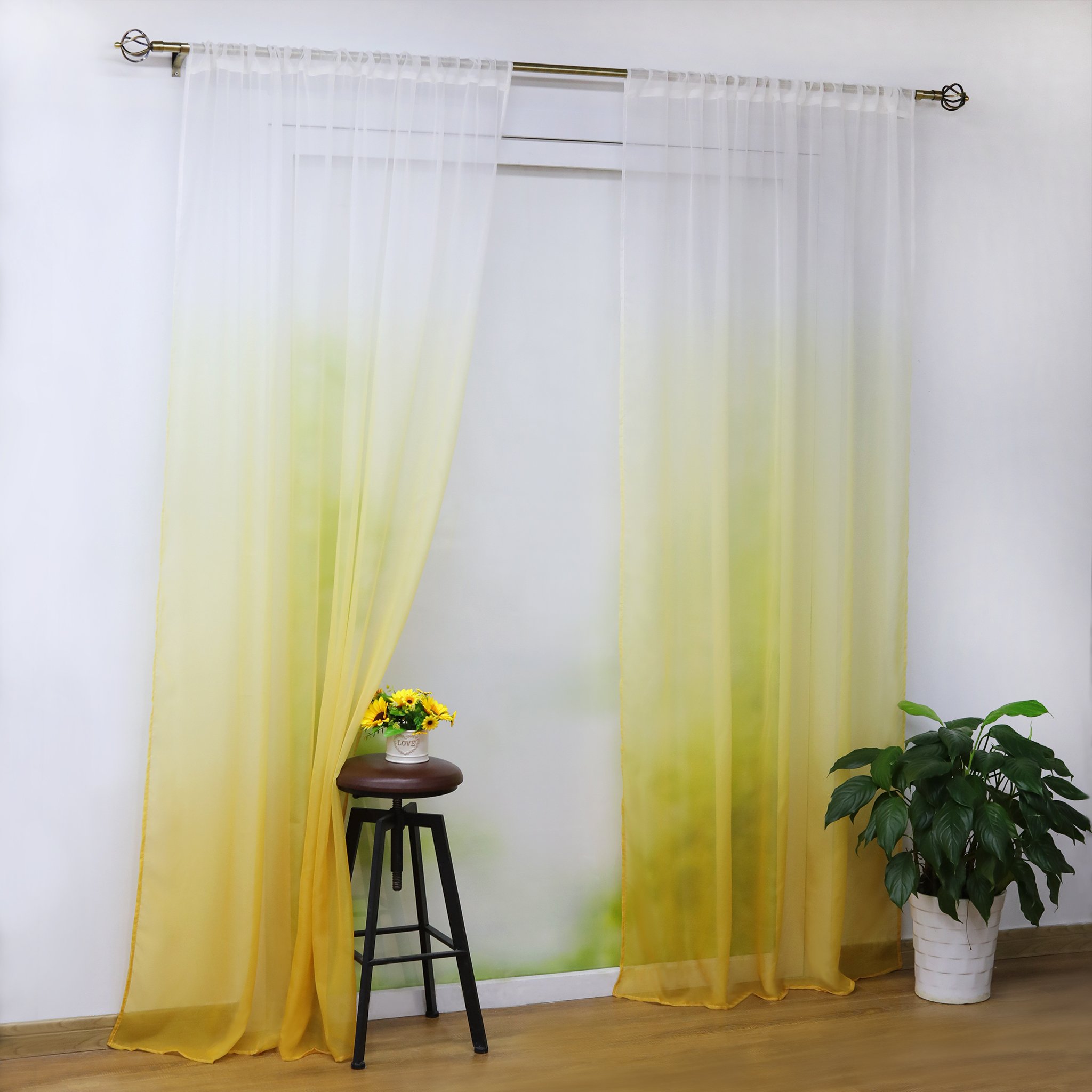 Voilage Dégradé De Couleur Babette - 140x175 Cm - Semi-transparent, Passe Tringle Ou Oeillets - 10