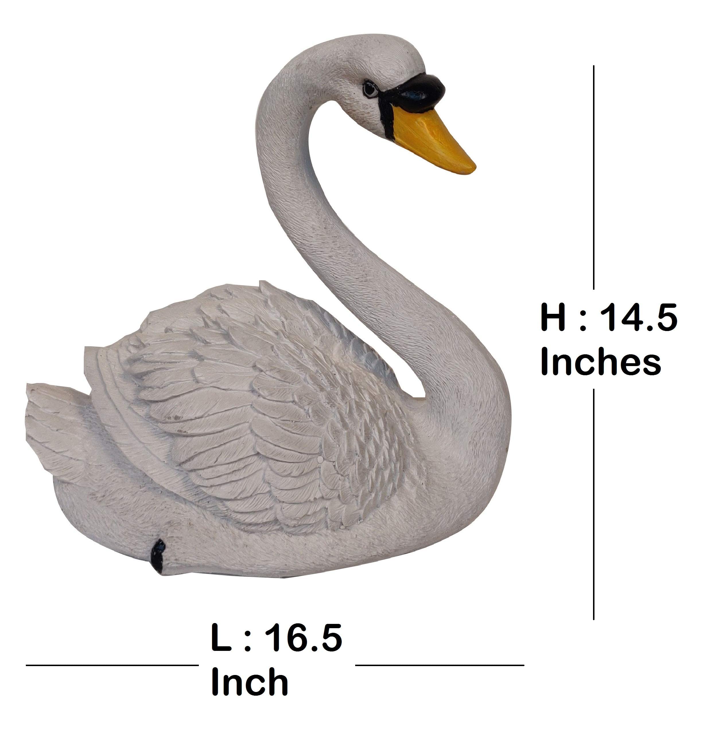 Wonderland Polyresin Swan Statue | Material Resin | Swan Size 16.5 X 14.5 Inches | Home Decor, Garden Decoration, Balcony Makeover, Terrace Garden 1