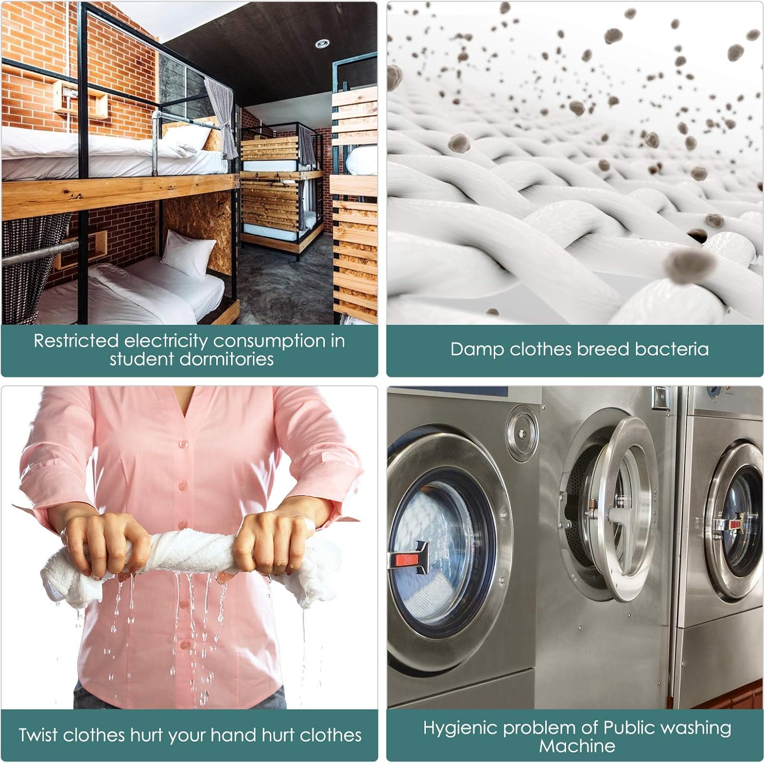 Fеаturеd Prоduсt SEAAN Portable Spin Dryer for Clothes Manual Compact Landuary Dryer Non-electric High-Speed for Apartment Dorm Camping (Blue)