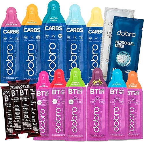 Kit Maratona Dobro - BT Saches + Carbs + BT Nitrato + Hidro Gel Tech - Suplemento Alimentar Líquido para Atletas de Alto Rendimento - Corrida Pedal Bike - Carboidratos e Sodio
