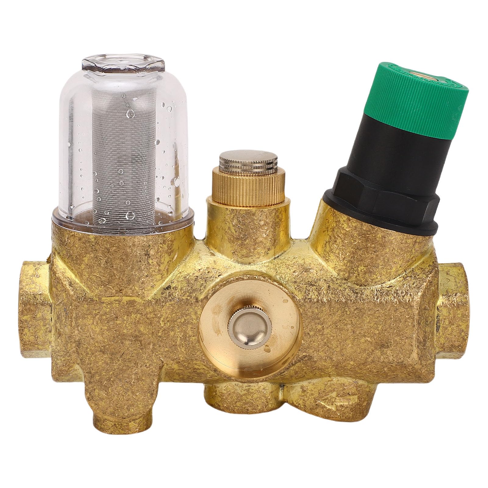 Válvula Reductora de Presión de Tubería Regulador de Presión de Agua de Latón con Filtro de Acero Inoxidable 316L, Flujo Ajustable de 3 a 6 T H, Manómetro para Sistemas de Agua Domésticos