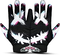 Taqcha Jester Cross Eyes Sticky Football Gloves - Elite Wide Receiver Grip for Game Day, Training, Youth & Adult Sizes