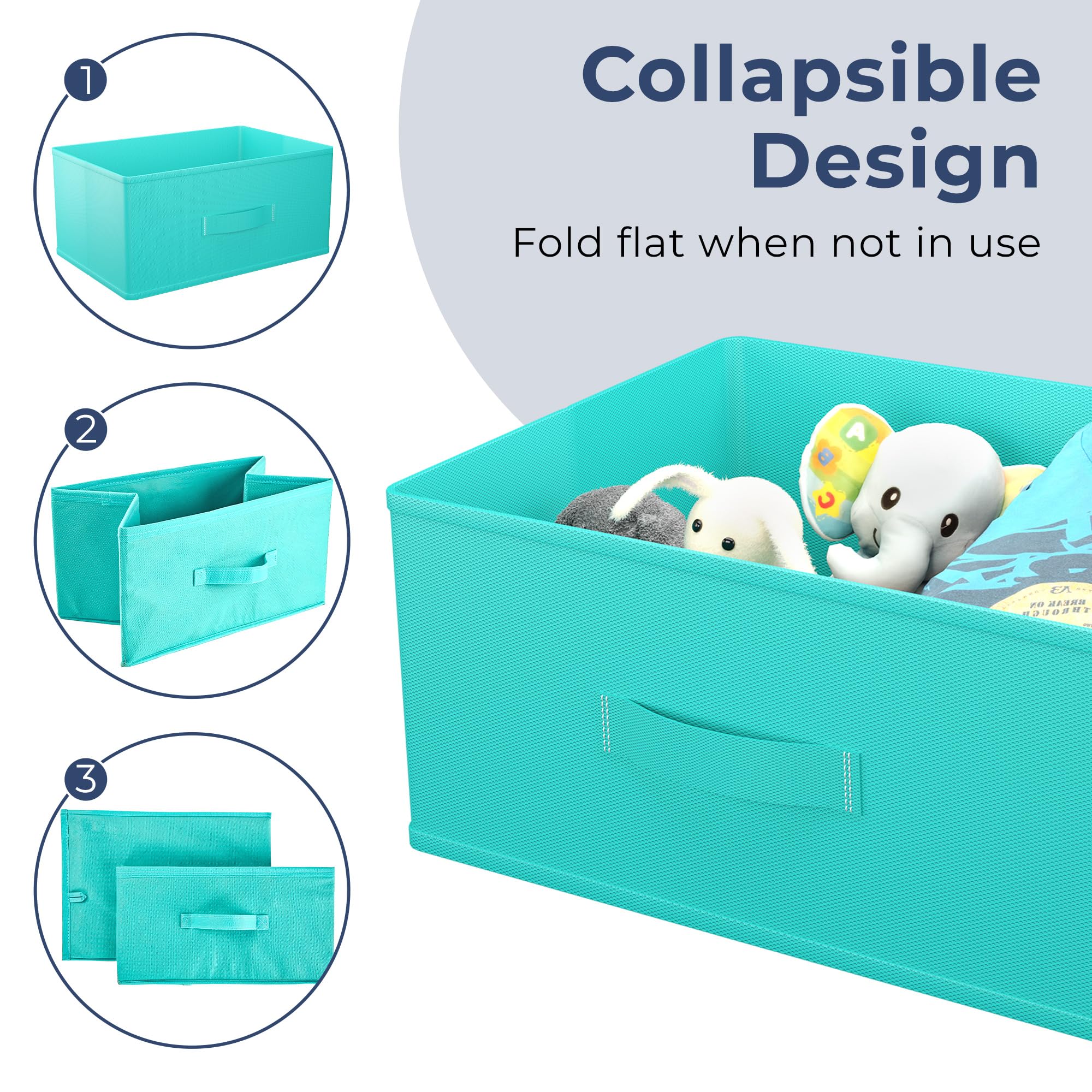 Kuber Industries Organizzatore per armadio in tessuto non tessuto, 26 litri, organizer per cassetti, organizer multiuso per vestiti, libri e giocattoli, 6 pezzi, verde