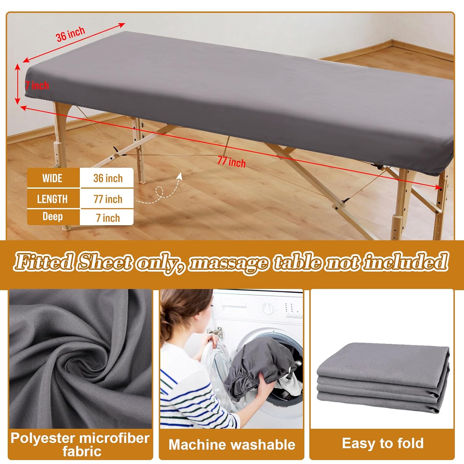 Macarrie 6 Pack Microfiber Massage Table Sheets Soft Massage Table Cover Reusable Spa Bed Sheets Salon Protective Cover Fitted(Gray)