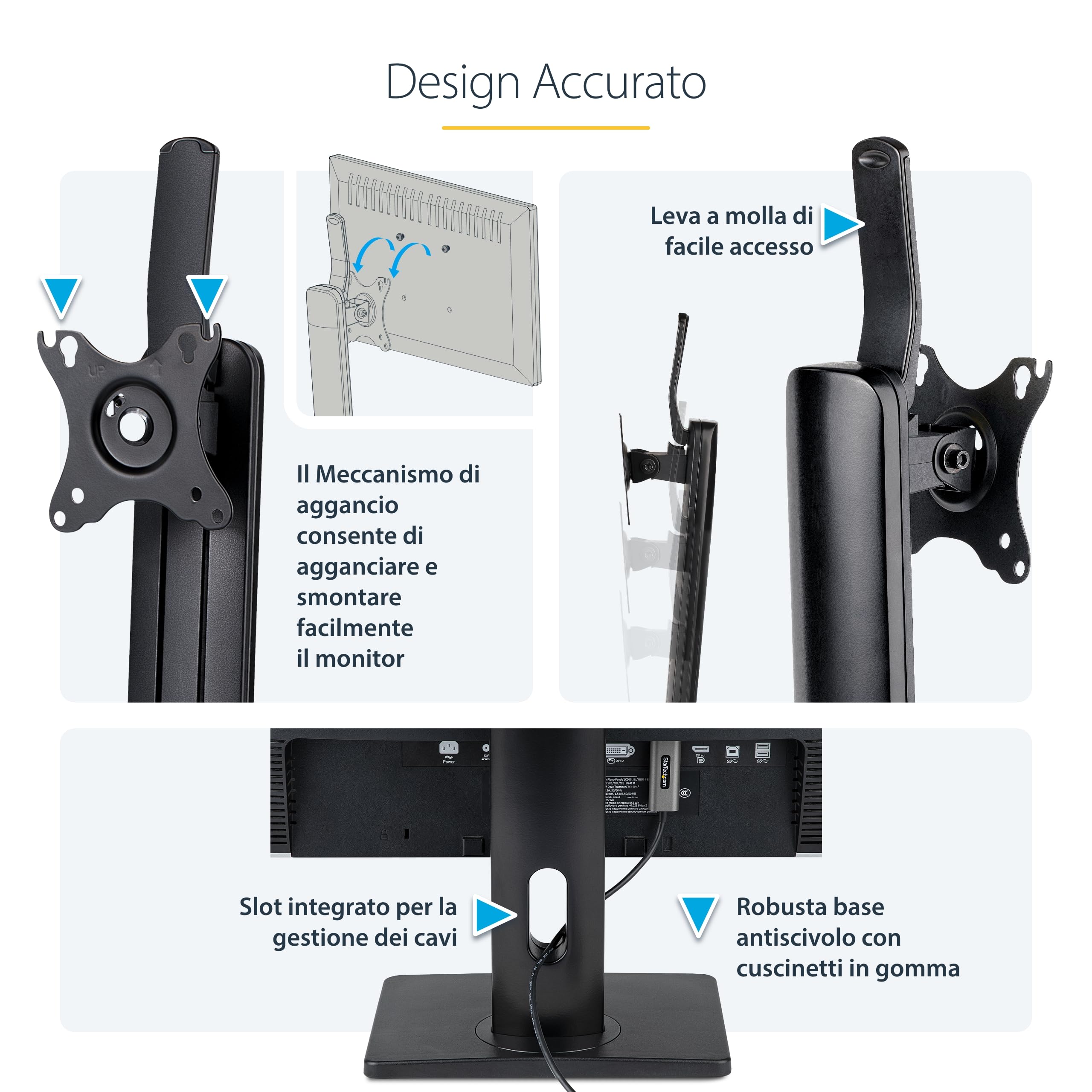 StarTech Supporto Monitor Regolabile fino a 32", 7kg, VESA (FPPNEUSTND) | Autoportante, Inclinabile, girevole e rotante, Da scrivania