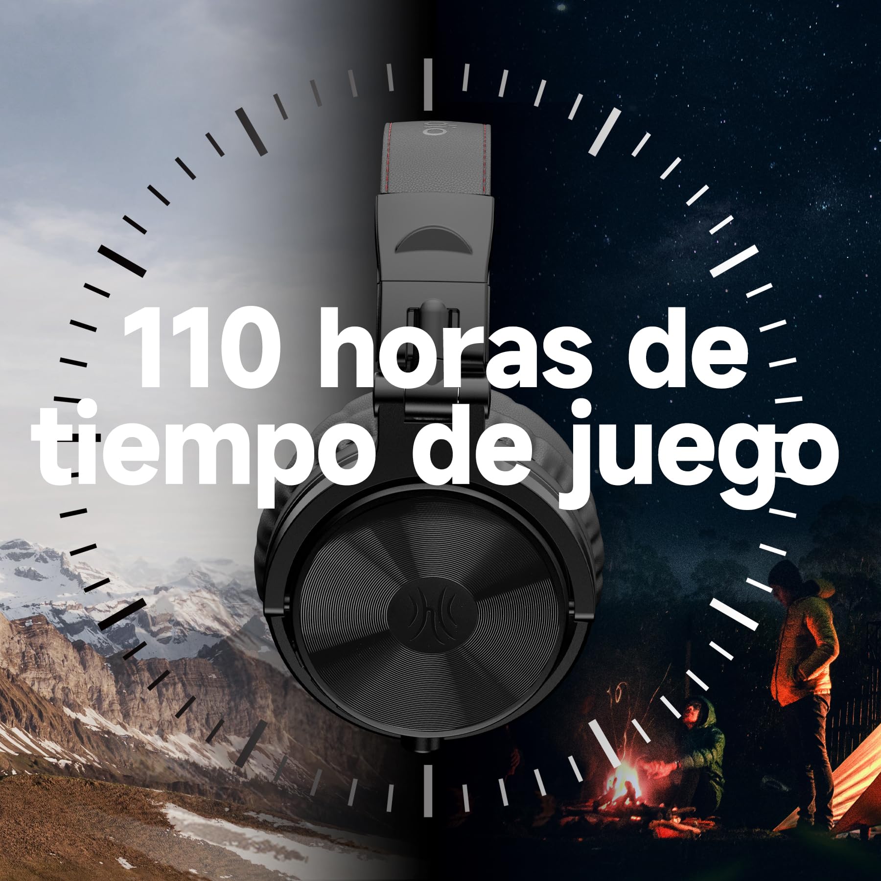 OneOdio ProC Bluetooth Auriculares inalámbricos y modo con cable, 110 horas de uso, auriculares con micrófono, Hi-RES Audio, almohadillas de proteínas suaves, extra bajas, cómodos y ligeros plegables