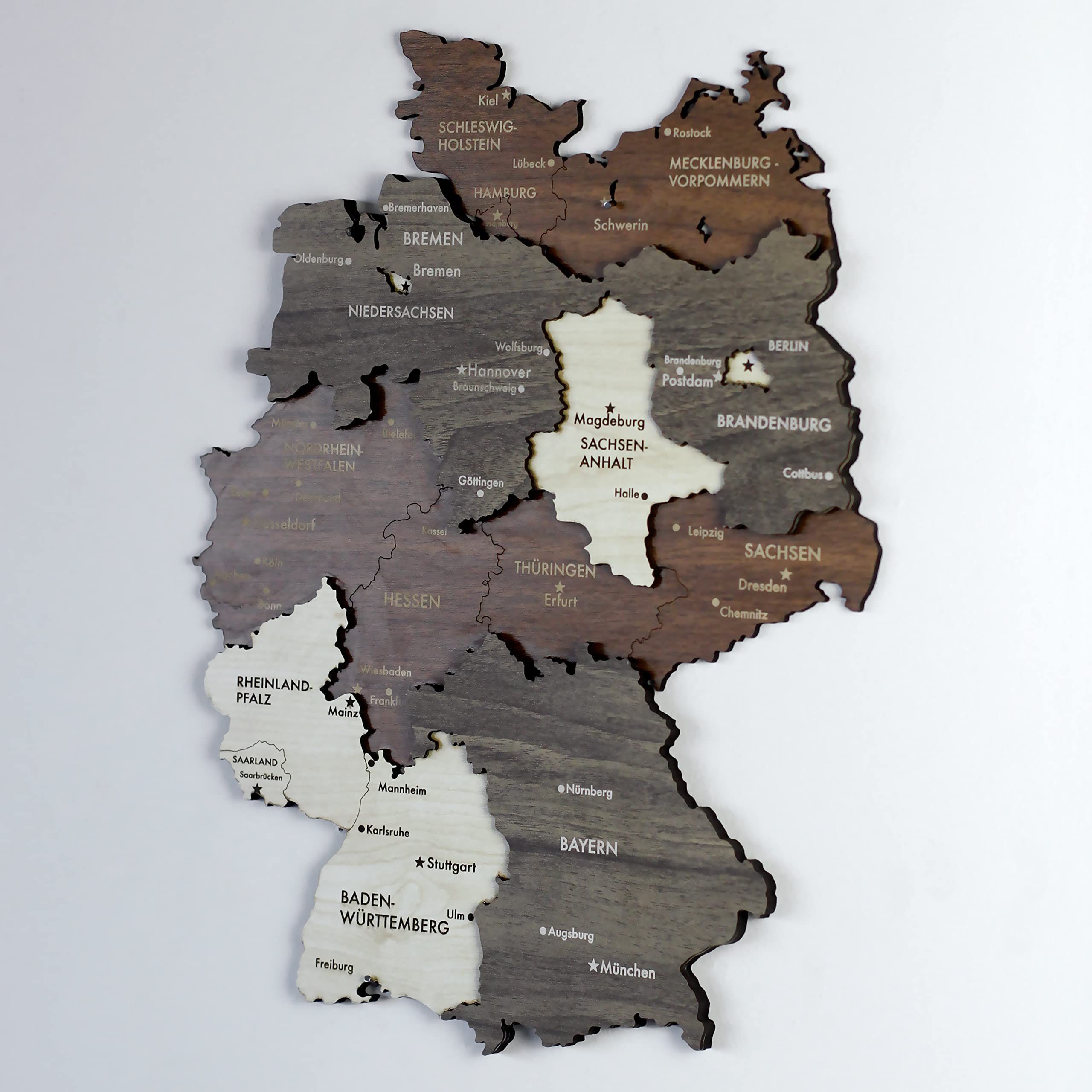 3D Holz Deutschland Landkarte, Deutschland Landkarte, Jubiläumsgeschenk, Landkarte Von Deutschland, Holz Wanddekoration, Wohndekoration Geschenk (40 x 30 cm, GEMISCHT)