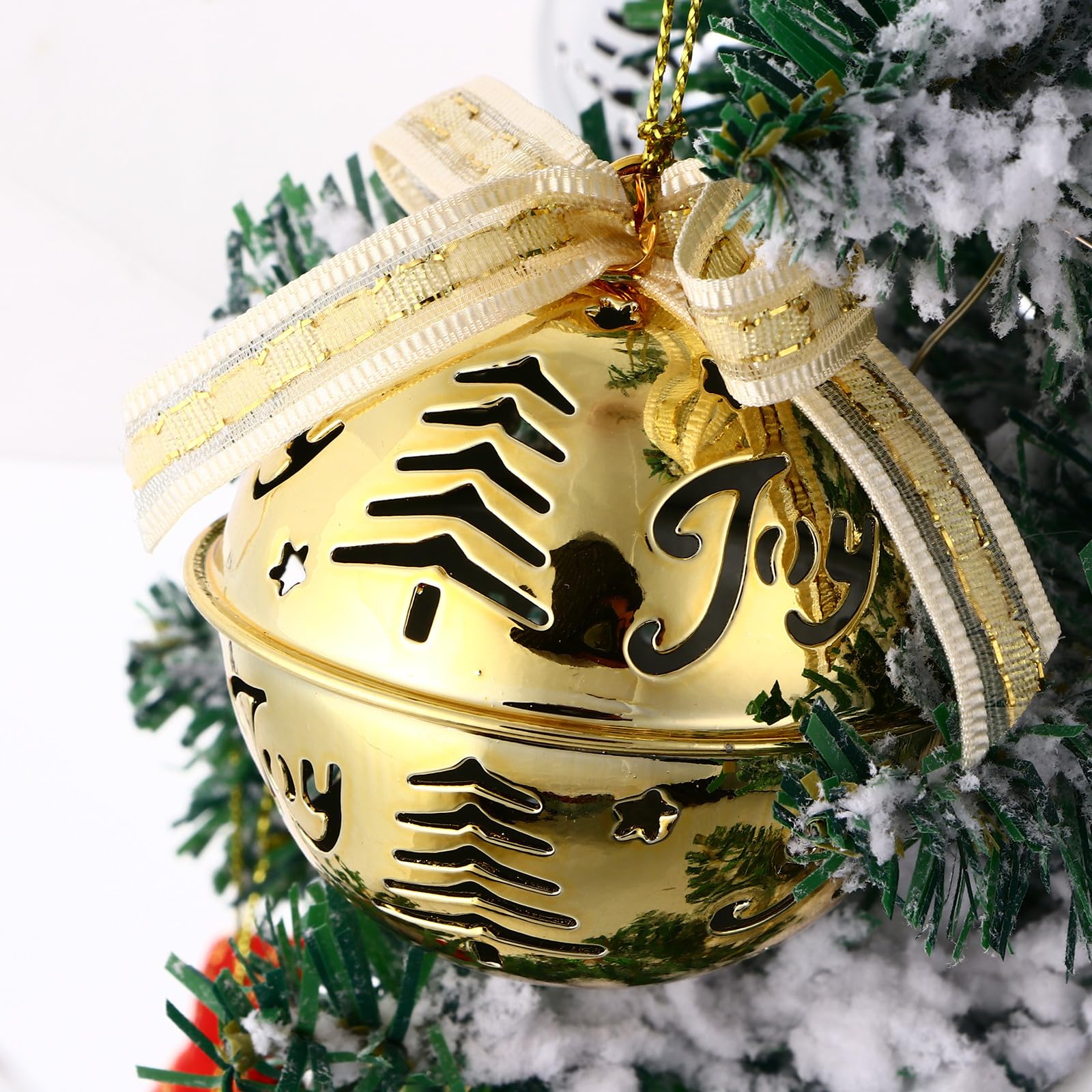 Didiseaon 36 Piezas Adorno Navideño Colgante de Campana de Hierro Dorado