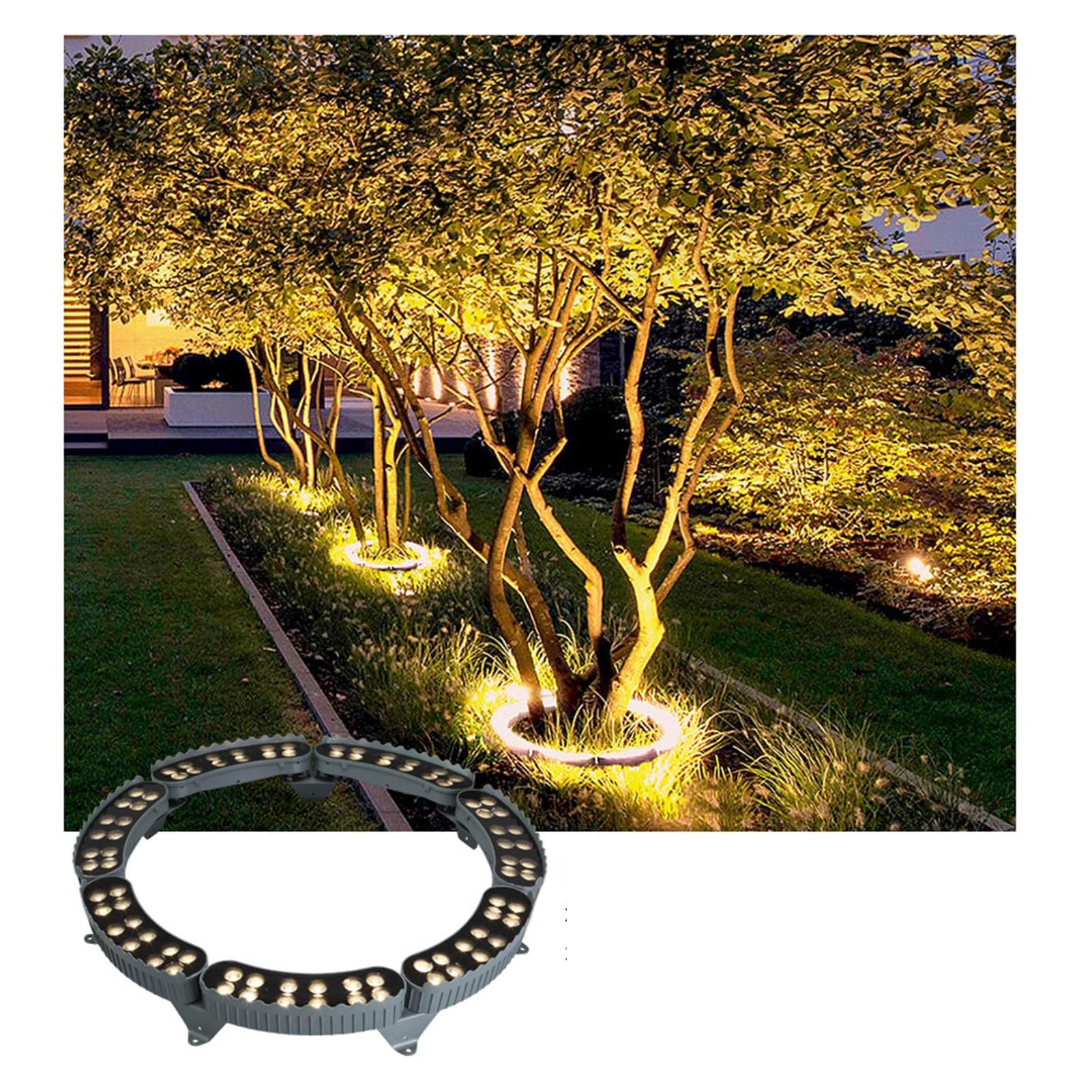 Focos LED Para Árboles Con Anillo De CA De 220V, Luces De Pilar Impermeables Para Exteriores IP65, Paisaje Colorido Con Luces Que Abrazan Los Árboles(A-RGB,5PCS(60W))